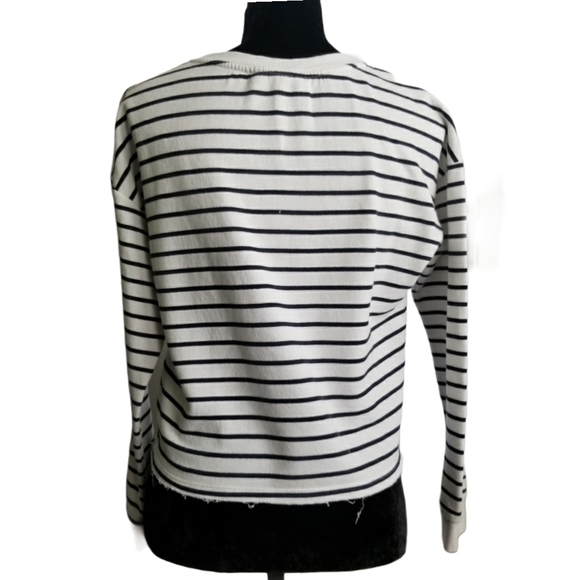 H&M Youth Sweater White Black Stripes Size 14A - Picture 3 of 6